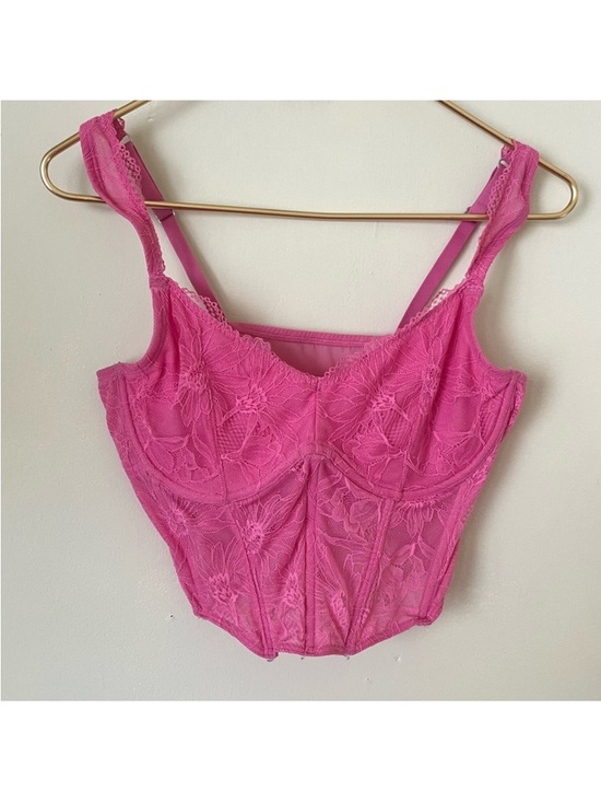The Unbranded Brand Tops - Women's Lace feminine festival trendy vibrant Corset Fuchsia Pink (check photos)